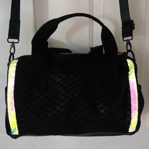 VERA WANG BLACK DUFFLE BAG or BARREL PURSE w/ REFLECTIVE ACCENTS